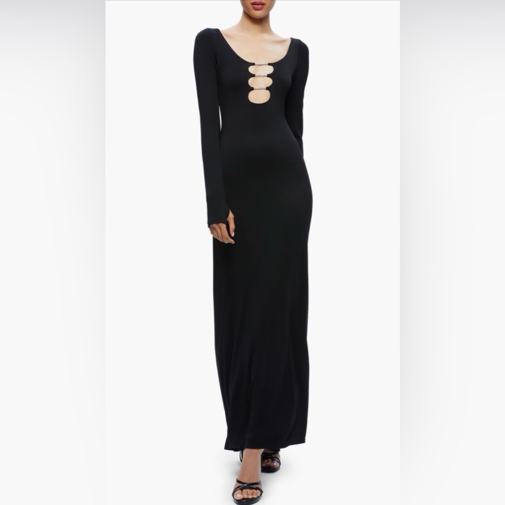 Alice + Olivia Black Long Sleeve Maxi Dress